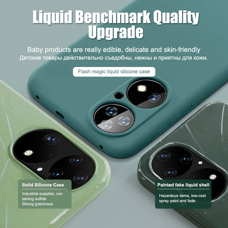 2024 NEW LIquid Silicone Case For Huawei P50 P40 P30 P20 Pro Lite Shockproof Cover Mate 30 20 Pro Lite Phone Cases Accessories - Slobuy