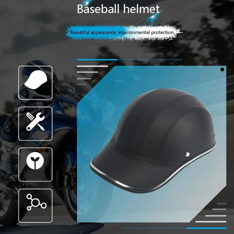 2024 New Baseball Cap Style Motorcycle Half Helmet Safety Hard Hat Half Face Helmet Vintage Summer Cap Safety Hard Hat - Slobuy