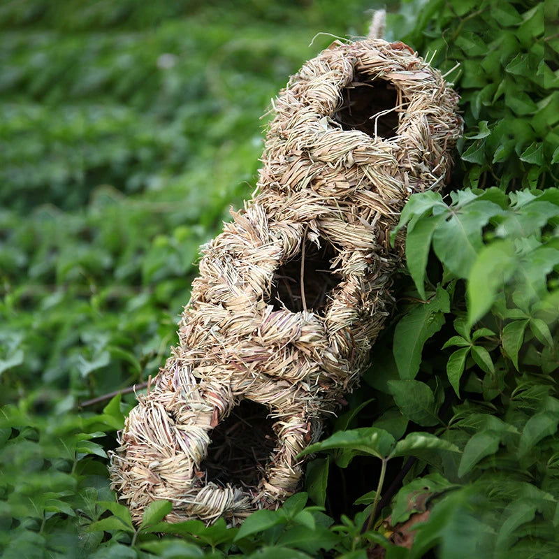 2024 New Birds Nest Bird Cage Grass Egg Cage Bird House Outdoor Decorative Weaved Hanging Parrot Nest Houses Pet Bedroom - Slobuy
