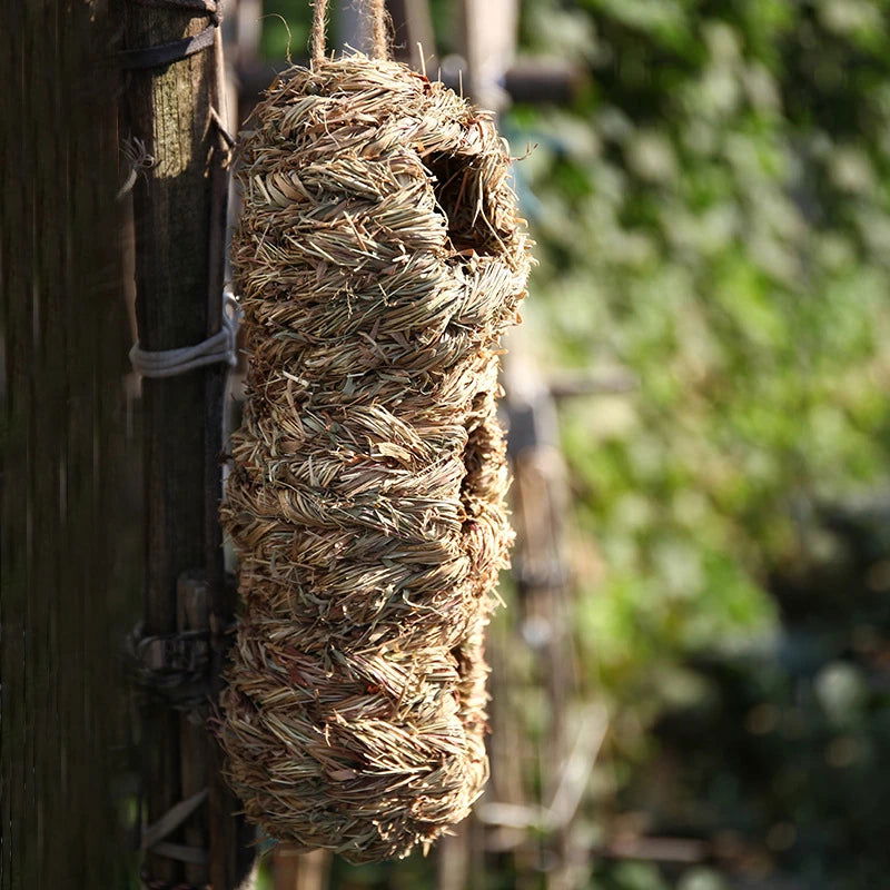 2024 New Birds Nest Bird Cage Grass Egg Cage Bird House Outdoor Decorative Weaved Hanging Parrot Nest Houses Pet Bedroom - Slobuy