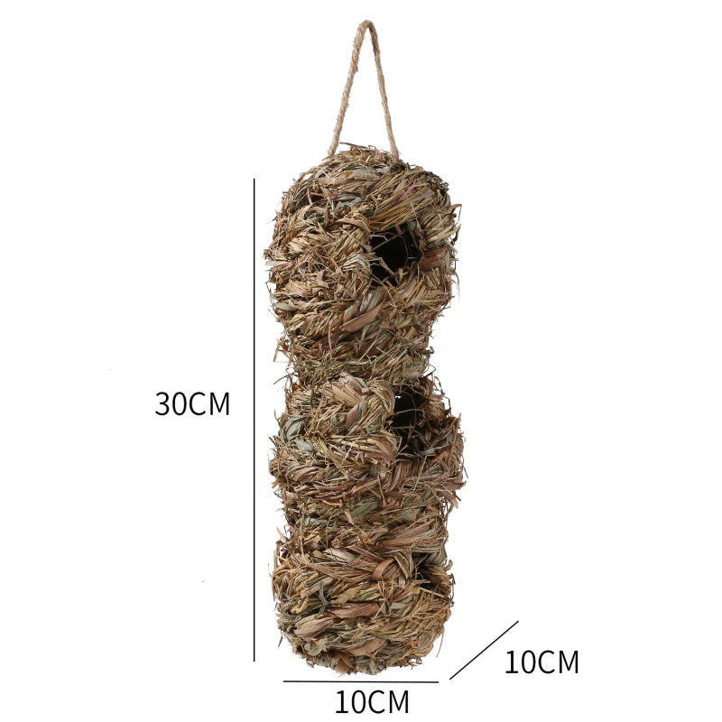 2024 New Birds Nest Bird Cage Grass Egg Cage Bird House Outdoor Decorative Weaved Hanging Parrot Nest Houses Pet Bedroom - Slobuy