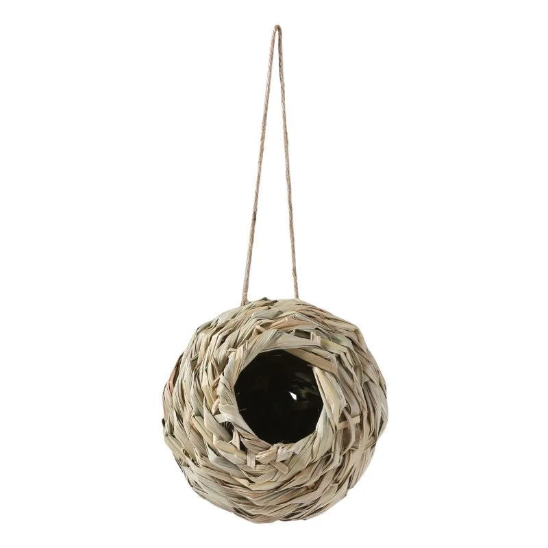 2024 New Birds Nest Bird Cage Grass Egg Cage Bird House Outdoor Decorative Weaved Hanging Parrot Nest Houses Pet Bedroom - Slobuy