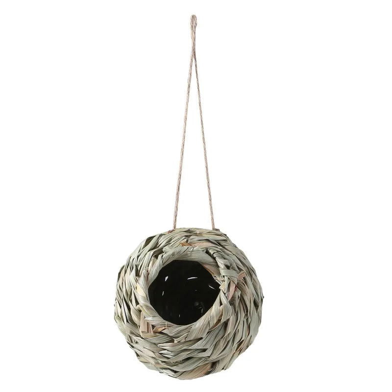 2024 New Birds Nest Bird Cage Grass Egg Cage Bird House Outdoor Decorative Weaved Hanging Parrot Nest Houses Pet Bedroom - Slobuy
