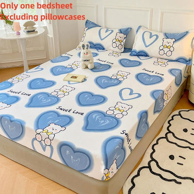 2024 New Cartoon Polyester Fitted Sheet Adjustable Sheets King Bed Sheets Couple Bed Cover With Elastic 180 200 No Pillowcase - Slobuy
