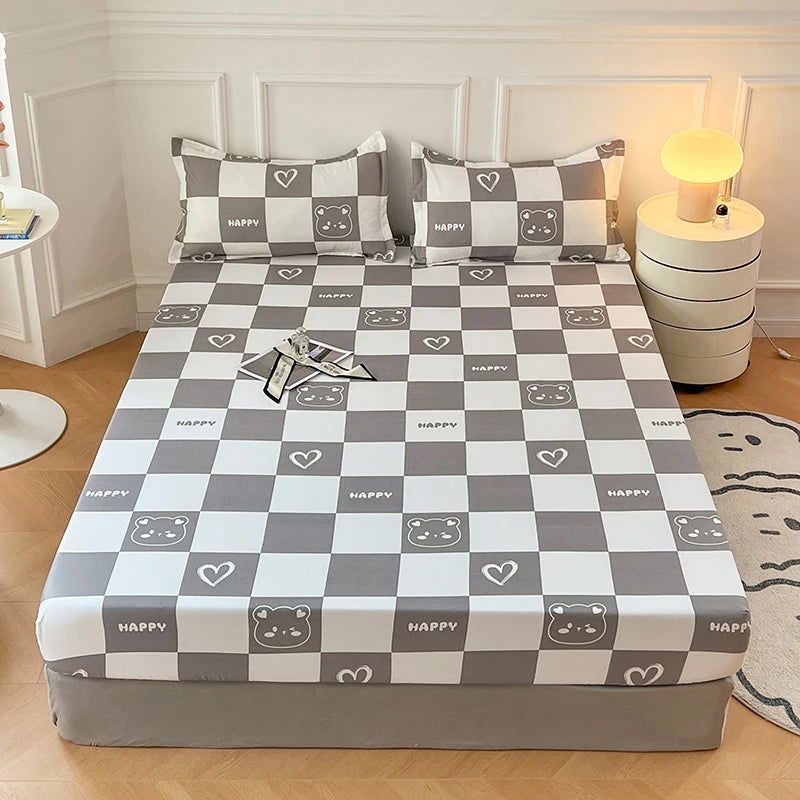2024 New Cartoon Polyester Fitted Sheet Adjustable Sheets King Bed Sheets Couple Bed Cover With Elastic 180 200 No Pillowcase - Slobuy