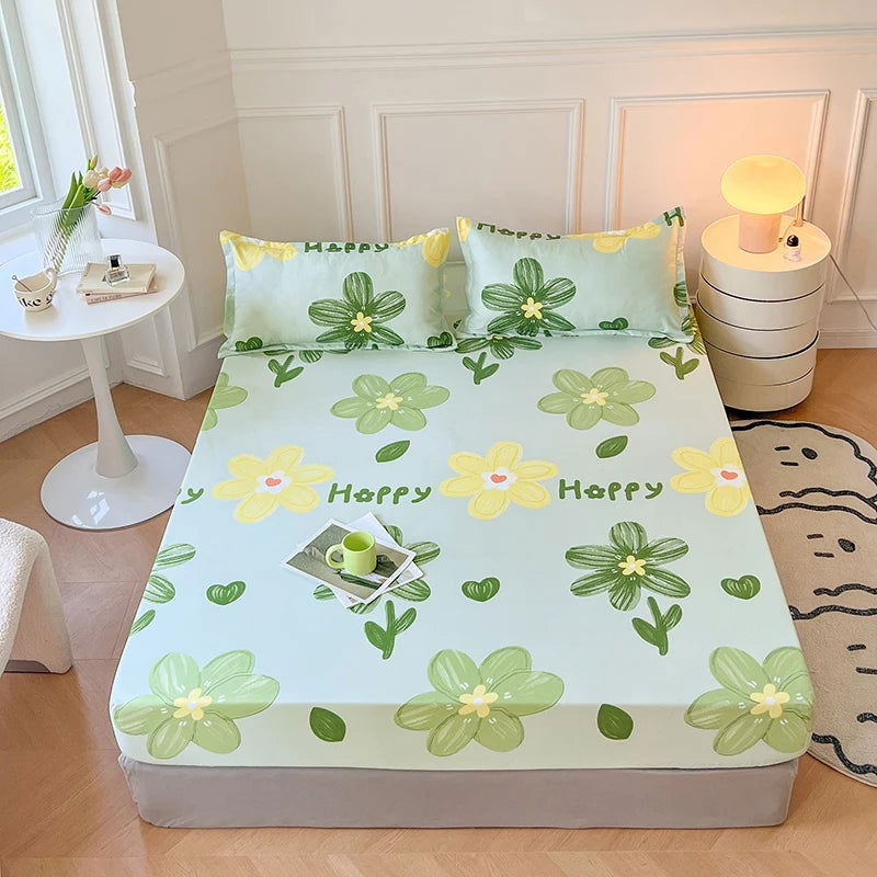 2024 New Cartoon Polyester Fitted Sheet Adjustable Sheets King Bed Sheets Couple Bed Cover With Elastic 180 200 No Pillowcase - Slobuy