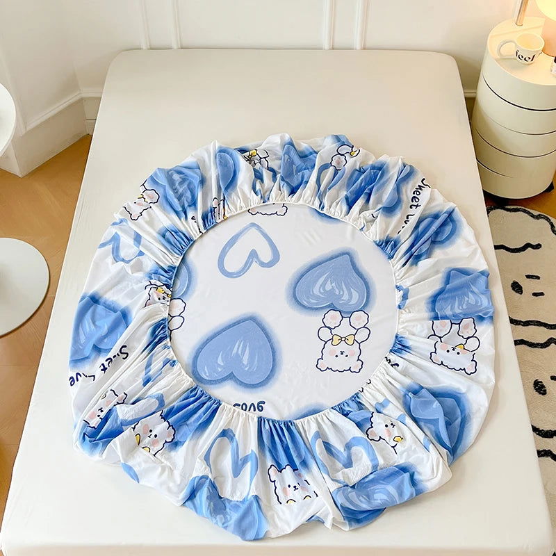 2024 New Cartoon Polyester Fitted Sheet Adjustable Sheets King Bed Sheets Couple Bed Cover With Elastic 180 200 No Pillowcase - Slobuy