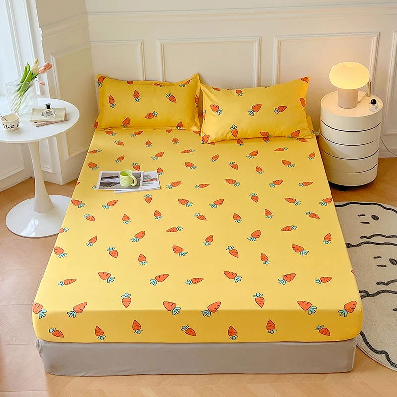 2024 New Cartoon Polyester Fitted Sheet Adjustable Sheets King Bed Sheets Couple Bed Cover With Elastic 180 200 No Pillowcase - Slobuy