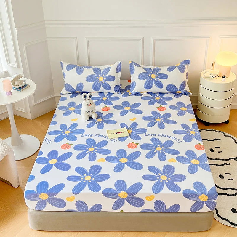 2024 New Cartoon Polyester Fitted Sheet Adjustable Sheets King Bed Sheets Couple Bed Cover With Elastic 180 200 No Pillowcase - Slobuy