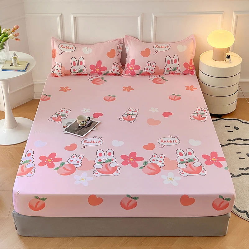 2024 New Cartoon Polyester Fitted Sheet Adjustable Sheets King Bed Sheets Couple Bed Cover With Elastic 180 200 No Pillowcase - Slobuy