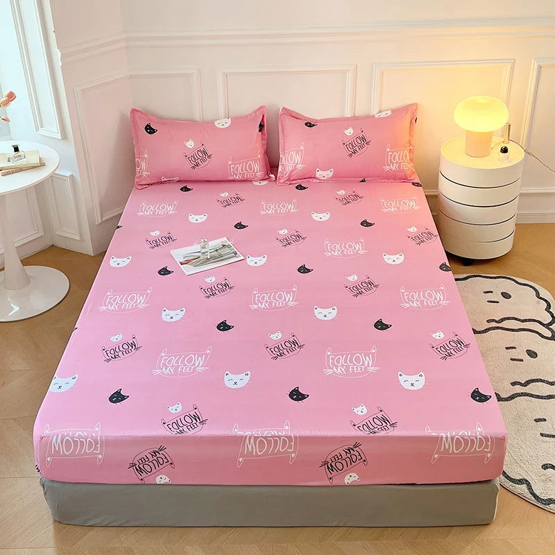 2024 New Cartoon Polyester Fitted Sheet Adjustable Sheets King Bed Sheets Couple Bed Cover With Elastic 180 200 No Pillowcase - Slobuy