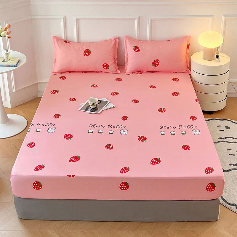 2024 New Cartoon Polyester Fitted Sheet Adjustable Sheets King Bed Sheets Couple Bed Cover With Elastic 180 200 No Pillowcase - Slobuy