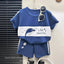 2024 New Kids Short Sleeve Suit Striped Girls Boys Set Summer Tops +short Baby Clothes Children's Wear - Slobuy