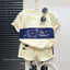 2024 New Kids Short Sleeve Suit Striped Girls Boys Set Summer Tops +short Baby Clothes Children's Wear - Slobuy