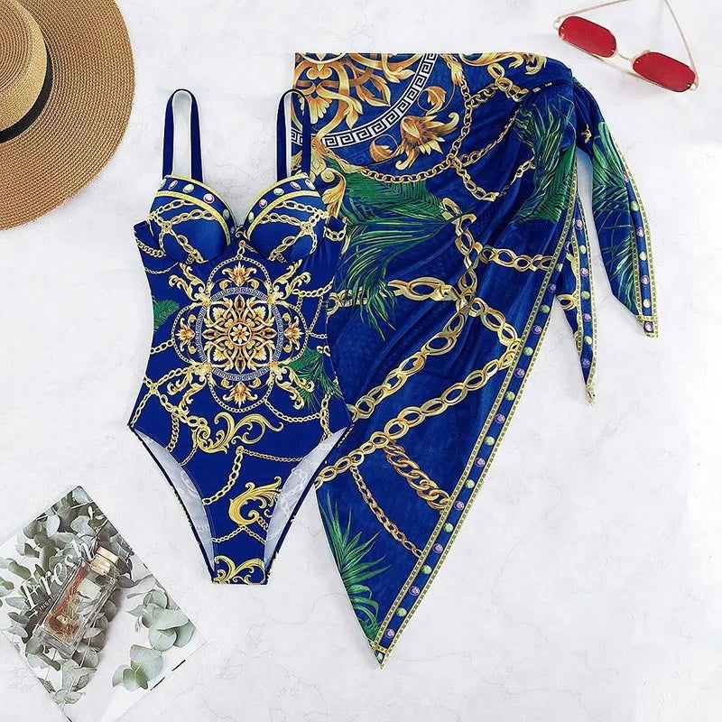 2024 New Two Piece Women Bikini Set Push Up Floral Printed Bikinis Strappy Bandage Swimwear Brazilian Biquini Bathing Suit - Slobuy