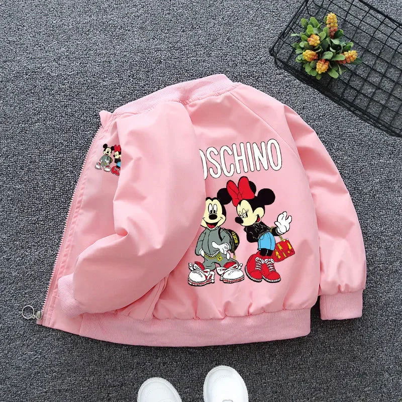 2024 Spring Children Girls Boys Jacket Coat Cartoon Mickey Minnie Mouse Middle And Little Kids Fall Fashion Outerwear Clothing - Slobuy