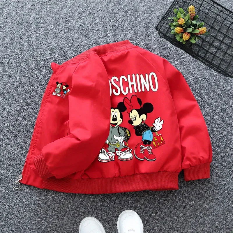 2024 Spring Children Girls Boys Jacket Coat Cartoon Mickey Minnie Mouse Middle And Little Kids Fall Fashion Outerwear Clothing - Slobuy