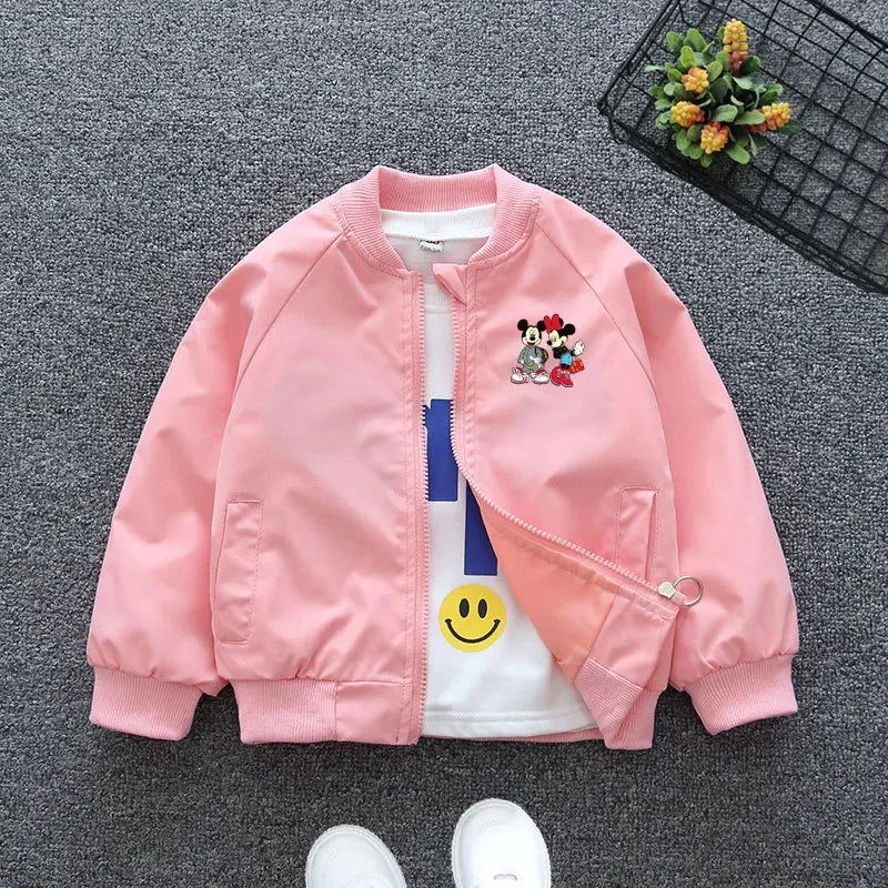 2024 Spring Children Girls Boys Jacket Coat Cartoon Mickey Minnie Mouse Middle And Little Kids Fall Fashion Outerwear Clothing - Slobuy