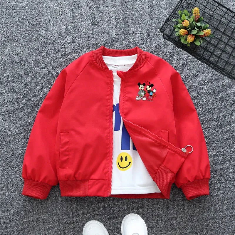 2024 Spring Children Girls Boys Jacket Coat Cartoon Mickey Minnie Mouse Middle And Little Kids Fall Fashion Outerwear Clothing - Slobuy