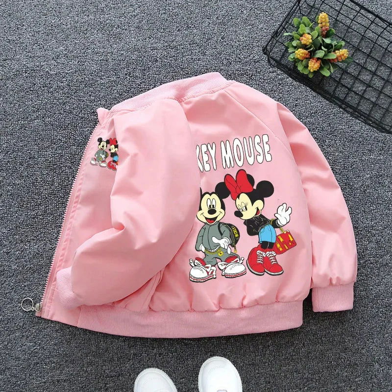 2024 Spring Children Girls Boys Jacket Coat Cartoon Mickey Minnie Mouse Middle And Little Kids Fall Fashion Outerwear Clothing - Slobuy