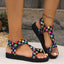 2024 Summer Flat Women's Shoes Hemp Rope Set Foot Beach Sandals Outdoor All-match Casual Slippers Large Size Women Sandals - Slobuy