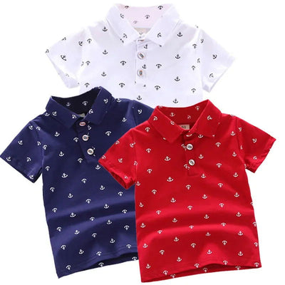 2024 Summer New Baby Kids Boys Fashion Breathable Print Short Sleeve Lapel Collar Cotton Shirt Tops - Slobuy