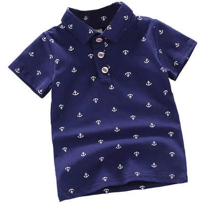 2024 Summer New Baby Kids Boys Fashion Breathable Print Short Sleeve Lapel Collar Cotton Shirt Tops - Slobuy