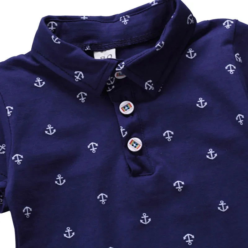 2024 Summer New Baby Kids Boys Fashion Breathable Print Short Sleeve Lapel Collar Cotton Shirt Tops - Slobuy