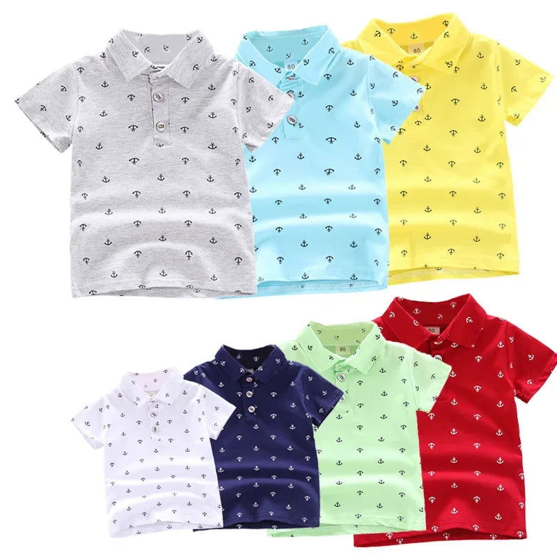 2024 Summer New Baby Kids Boys Fashion Breathable Print Short Sleeve Lapel Collar Cotton Shirt Tops - Slobuy