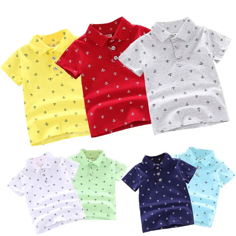 2024 Summer New Baby Kids Boys Fashion Breathable Print Short Sleeve Lapel Collar Cotton Shirt Tops - Slobuy