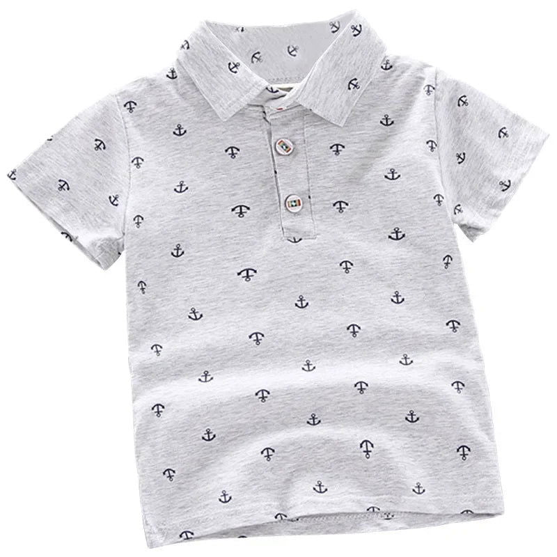 2024 Summer New Baby Kids Boys Fashion Breathable Print Short Sleeve Lapel Collar Cotton Shirt Tops - Slobuy