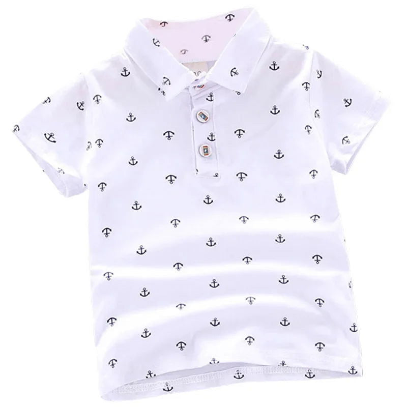 2024 Summer New Baby Kids Boys Fashion Breathable Print Short Sleeve Lapel Collar Cotton Shirt Tops - Slobuy