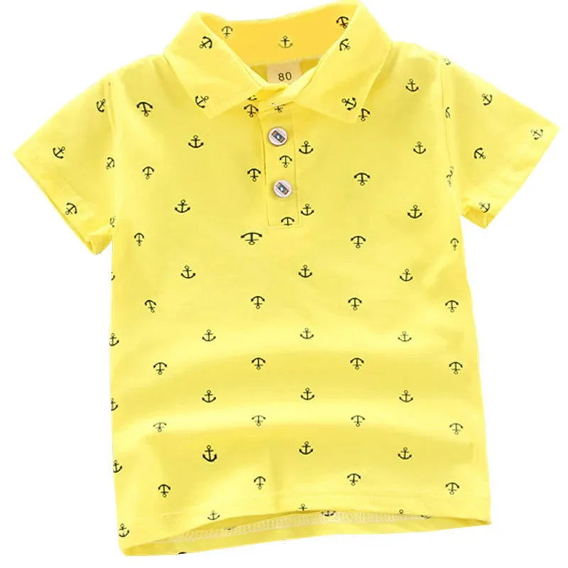 2024 Summer New Baby Kids Boys Fashion Breathable Print Short Sleeve Lapel Collar Cotton Shirt Tops - Slobuy