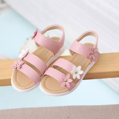 2024 Summer New Girls Sandals Kids Floral Sandals with 3 Flowers Princess Sweet for Wedding Party Dress Shoes Kids Sandals 21-36 - Slobuy