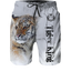 2024 Summer New Men Beach Shorts Casual Cool Animal 3d Print Tiger Short Pants Running Trunks Breathable Men Pockets Swimwear - Slobuy