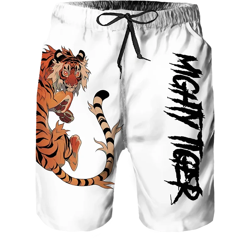 2024 Summer New Men Beach Shorts Casual Cool Animal 3d Print Tiger Short Pants Running Trunks Breathable Men Pockets Swimwear - Slobuy