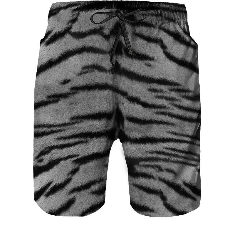 2024 Summer New Men Beach Shorts Casual Cool Animal 3d Print Tiger Short Pants Running Trunks Breathable Men Pockets Swimwear - Slobuy