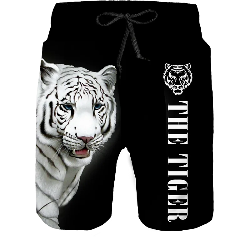 2024 Summer New Men Beach Shorts Casual Cool Animal 3d Print Tiger Short Pants Running Trunks Breathable Men Pockets Swimwear - Slobuy