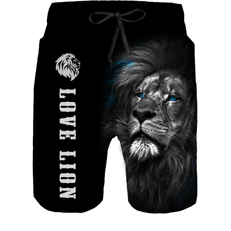 2024 Summer New Men Beach Shorts Casual Cool Animal 3d Print Tiger Short Pants Running Trunks Breathable Men Pockets Swimwear - Slobuy