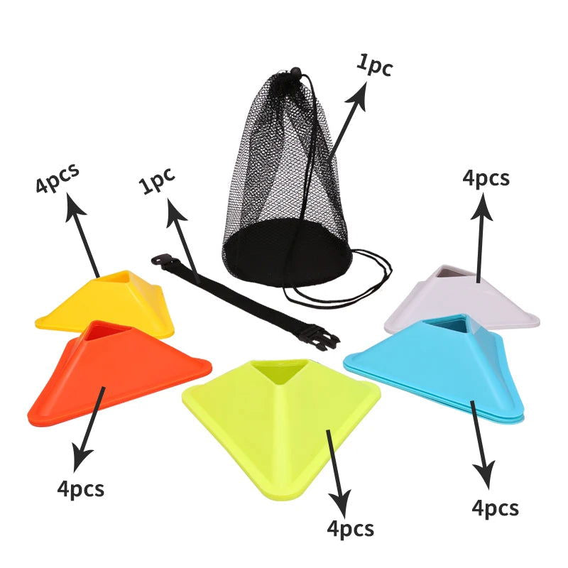 20PCS 40PCS Football Training Disc Triangle Soccer Practice Field Sports Agility Training Cone Portable Equipment for Kids Adult - Slobuy