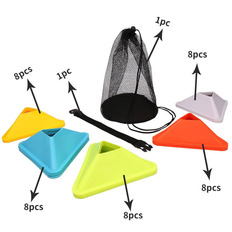 20PCS 40PCS Football Training Disc Triangle Soccer Practice Field Sports Agility Training Cone Portable Equipment for Kids Adult - Slobuy