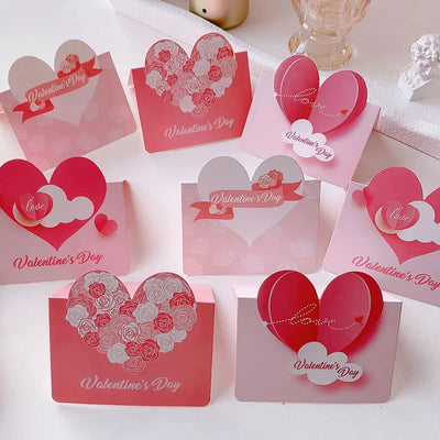 20Pcs 3D Cloud Heart Fold Handwritten Paper Greeting Cards Bouquet Wishes Message Card for Wedding Valentine's Day Party Decor - Slobuy
