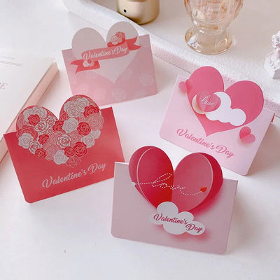 20Pcs 3D Cloud Heart Fold Handwritten Paper Greeting Cards Bouquet Wishes Message Card for Wedding Valentine's Day Party Decor - Slobuy