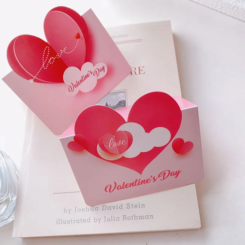 20Pcs 3D Cloud Heart Fold Handwritten Paper Greeting Cards Bouquet Wishes Message Card for Wedding Valentine's Day Party Decor - Slobuy