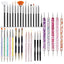 5/20Pcs Nail Art Brush Design Tip Painting Drawing Carving Dotting Pen FlatFan Liner Acrylic Gel UV Polish Manicure Tools - Slobuy