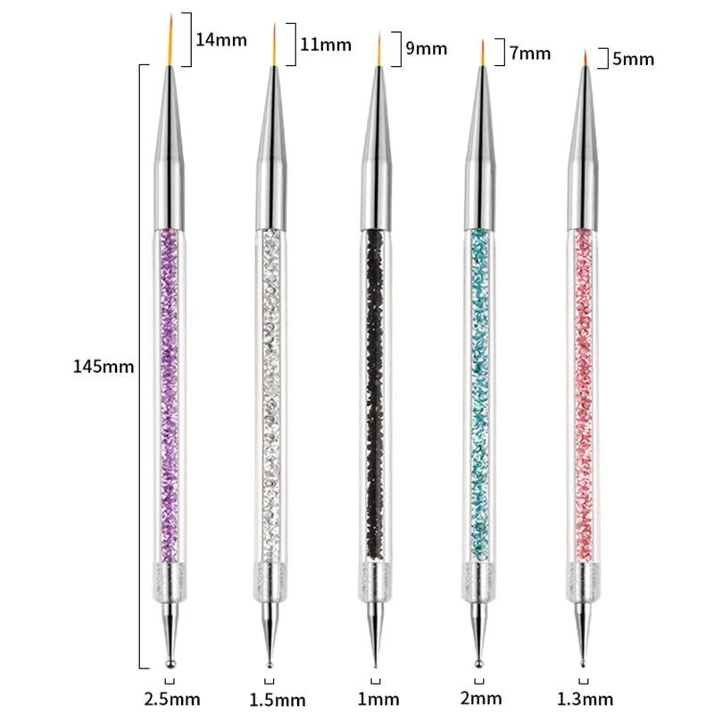 5/20Pcs Nail Art Brush Design Tip Painting Drawing Carving Dotting Pen FlatFan Liner Acrylic Gel UV Polish Manicure Tools - Slobuy