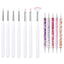 5/20Pcs Nail Art Brush Design Tip Painting Drawing Carving Dotting Pen FlatFan Liner Acrylic Gel UV Polish Manicure Tools - Slobuy