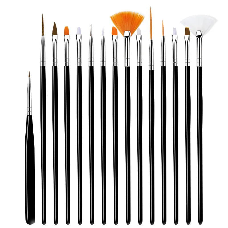 5/20Pcs Nail Art Brush Design Tip Painting Drawing Carving Dotting Pen FlatFan Liner Acrylic Gel UV Polish Manicure Tools - Slobuy
