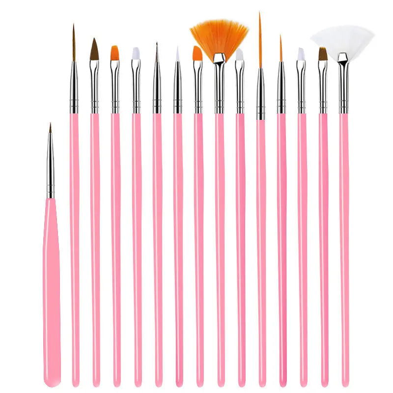 5/20Pcs Nail Art Brush Design Tip Painting Drawing Carving Dotting Pen FlatFan Liner Acrylic Gel UV Polish Manicure Tools - Slobuy