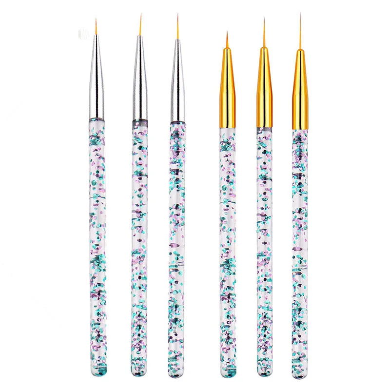 5/20Pcs Nail Art Brush Design Tip Painting Drawing Carving Dotting Pen FlatFan Liner Acrylic Gel UV Polish Manicure Tools - Slobuy